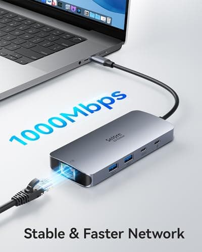 USB C Docking Station Dual Monitor, Selore Docking Station 3 Monitors Triple 4K Display with 2 HDMI, DisplayPort, 1Gbps Ethernet, 100W PD Charging, USB 3.0 Ports Adapter for Dell, HP, Lenovo,etc — view 4