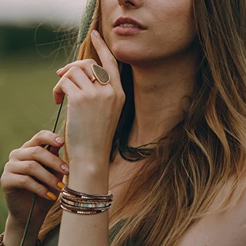 Fesciory Leather Wrap Bracelets for Women, Boho Western Layered Jewelry — view 2