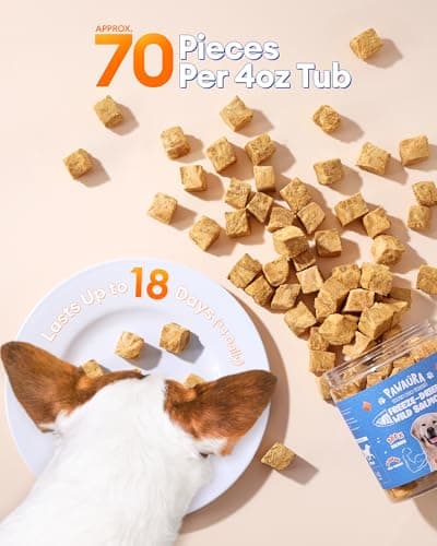 Pawaura Freeze Dried Salmon Dog Treats – 100% Wild-Caught, Whole-Cut Large Pieces – High-Protein, Low-Calorie, Omega-5 for Skin & Coat – Grain-Free, All-Natural – for All Dogs(4oz)