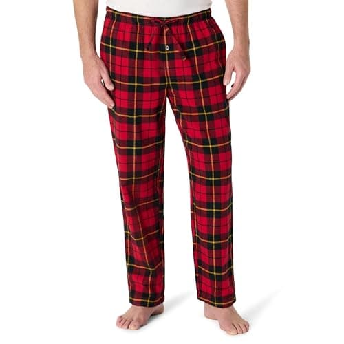 Amazon Essentials Men's Flannel Pajama Pant, Red Buffalo Plaid, X-Small
