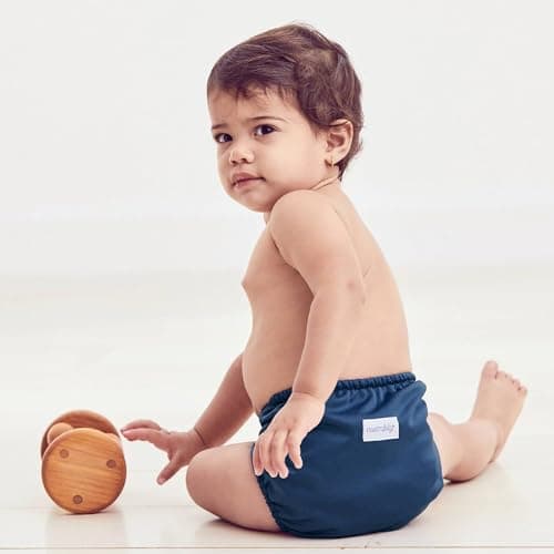 Esembly Cloth Diaper Cover - Reusable Swim Diaper, Waterproof, Breathable - Adjustable Outer Layer Over Absorbent Inner for Blowout Protection - Ink, Size 2 (18-35lbs)