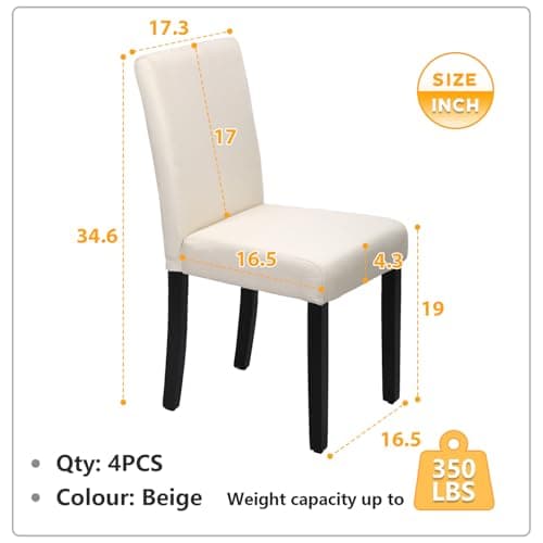 FDW Dining Chairs Set of 4 Elegant Design Modern Fabric Upholstered Dining Chairs — view 2