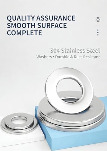 304 Stainless Steel Flat Washers 80Pcs Assortment, Multi-Size M2 to M6 Kit for Small Projects, Home Repair, Electronics, Furniture & Bicycle Maintenance Hardware Essentials — view 3