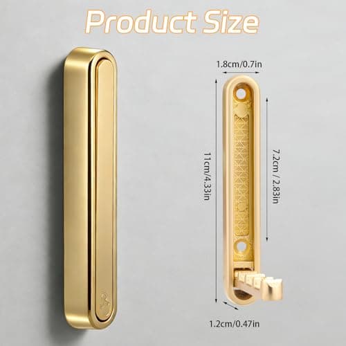 Dntorx 2 Pcs Extended Folding Coat Hooks Wall Mounted, 4.33 in Gold Foldable Wall Hooks Heavy Duty Valet RV Hooks Bathroom Towel Hooks Robe Hooks for Hanging Towels Clothes Coat Hat Bags