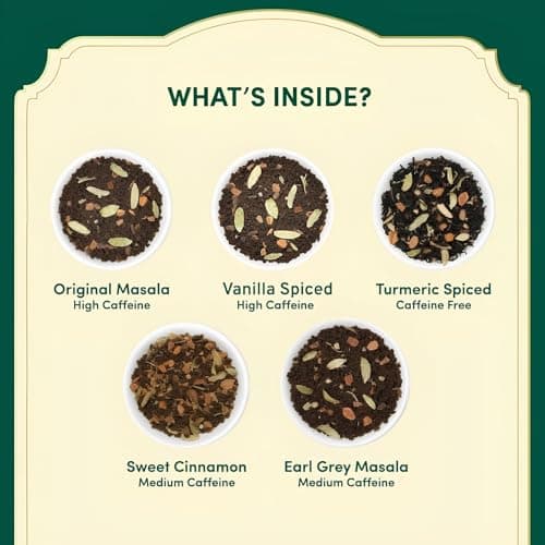 VAHDAM, Assorted Chai Tea Bags Sampler (5 Flavors, 20 Ecofriendly Pyramid Tea bags) I Gift Ideas for Women & Men | Masala Chai Tea Varieties from India | Gluten Free & Non GMO | Gifts for Him/Her — view 2