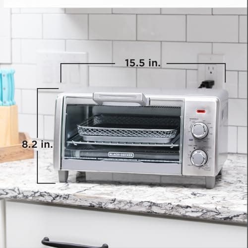 BLACK+DECKER Crisp 'N Bake Air Fry Countertop Convection Toaster Oven, Medium Capacity, 4-Slice, 5-in-1, Fits 9” Pizza, 30-Min Timer, Bake, Broil, Air Fry, Toast, Keep Warm, Stainless Steel — view 7