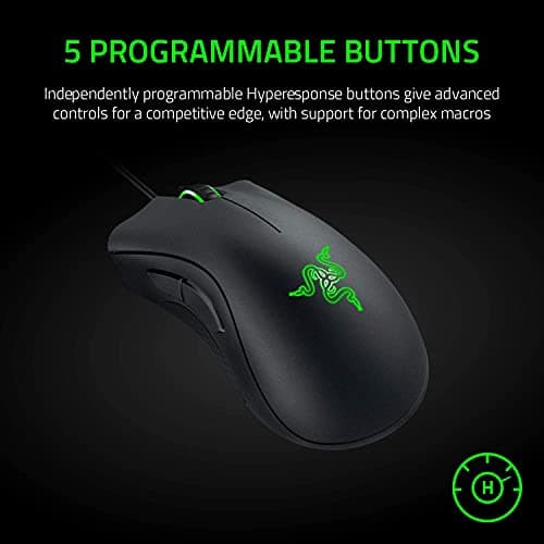 Razer DeathAdder Essential Gaming Mouse: 6400 DPI Optical Sensor - 5 Programmable Buttons - Mechanical Switches - Rubber Side Grips - Classic Black — view 3