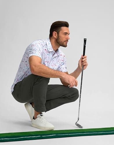 Obla Mens Golf Polo Shirts Short Sleeve Dry Fit Performance Moisture Wicking Casual Print Collared Golf Shirts for Men(White Colored Dots_L) — view 5