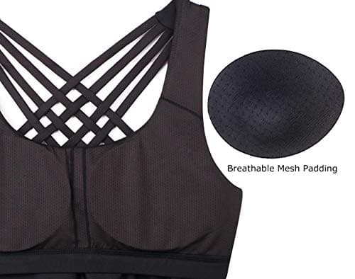 icyzone Yoga Tops Workouts Clothes Activewear Built in Bra Tank Tops for Women (M, Black) — view 5