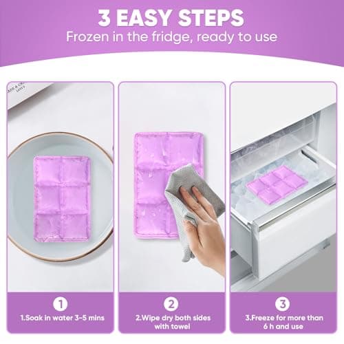 Upelf 4Pcs Reusable Ultra‑Thin Ice Packs for Lunch Boxes & Cooler, 6"x4"x0.7" Leakproof Foldable Cooling Packs, Space‑Saving Cold Packs for Food Storage, Picnic — view 2