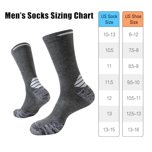 JOYNÉE 5 Pairs Mens Lightweight Long Cushion Work Socks Casual Breathable Crew Athletic Socks for Workout Sports,Multicolor,Large,Sock Size:10-13 — view 4