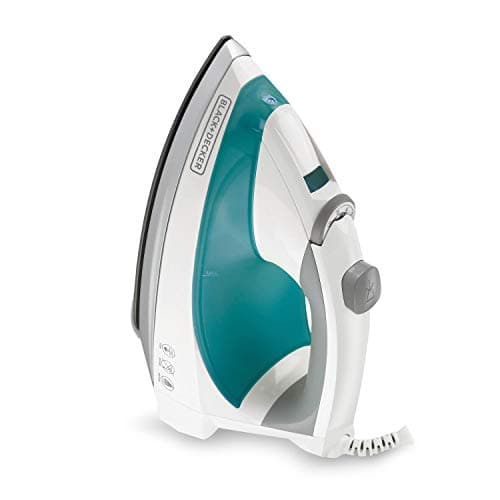 Black+Decker Lightweight Steam Iron for Clothing, Smart Steam Techology, Anti-Drip, Teal, 1200W, IR0820C