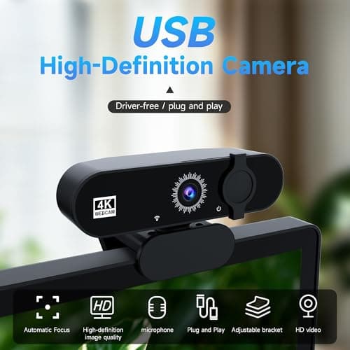 KYFZX 1080P USB HD Webcam，with Microphoneand Rotatable Tripod& Privacy Cover for PC，with Auto White Balance for Video Calls, Live Streaming Gaming & Online Meetings