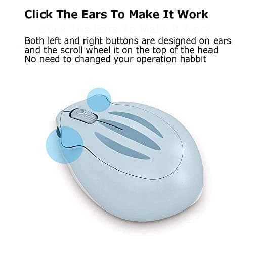 2.4GHz Wireless Mouse Cute Hamster Shape Less Noice Portable Mobile Optical 1200DPI USB Mice Cordless Mouse for PC Laptop Computer Notebook MacBook Kids Girl Men Women Mom Dad Gift (Blue) — view 5