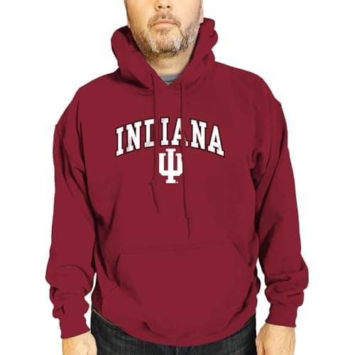 Campus Colors Indiana Hoosiers Arch & Logo Gameday Hoodie - NCAA College Hooded Sweatshirt - Crimson Medium