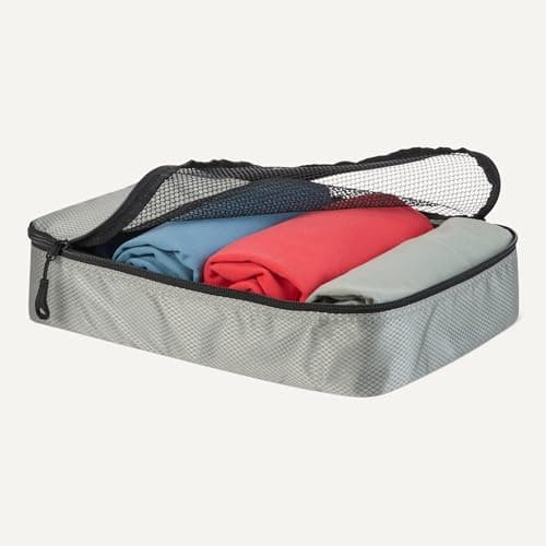 Amazon Essentials 4-Piece Packing Cubes Travel Accessories Set, Space-Saving Luggage Organizer with Double Zipper, Mesh Top Panel, Medium, Gray (Previously Amazon Basics) — view 2