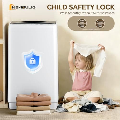 NEWBULIG 1.06 Cu.Ft Portable Washing Machine, 7.7 lbs Capacity Full-Automatic Compact Washer with 10 Wash Cycles & Auto-Balance, for Apartment RV Dorm Camping — view 5