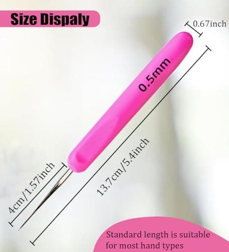 Weabetfu Dreadlocks Crochet Hooks with Ergonomic Handle,Dreadlock Needle Tool for Craft,Dreadlock Crochet Hook for Hair 0.5mm 1 Hook