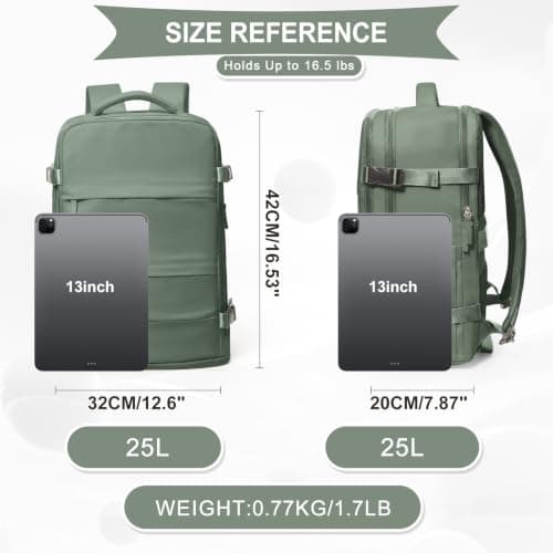 coowoz Travel Backpack For Women Men,Carry On Backpack,Hiking Backpack Waterproof Outdoor Sports Rucksack Casual Daypack Travel Essentials(Olive Green) — view 3
