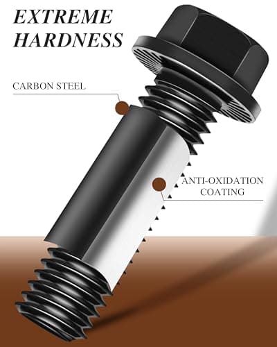 Nailnest M8 x 20mm Flanged Hex Head Bolts and Nuts, External Flange Hex Drive Screws, Class 10.9 Black Zinc Plated Alloy Steel, M8x1.25 Bolts for Pump, Fix Car, DIY Project (10Sets) — view 2