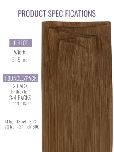 Fshine Wefts Human Hair Extensions 18 inch 50 Gram Copper Bundles Straight Hair Extensions Human Hair Genius Weft Extensions Silk Straight Sew in Weave Genius Weft Extensions Red Ginger Hair