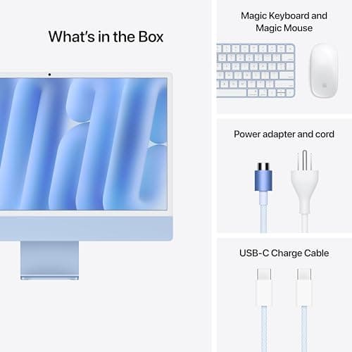 Apple 2024 iMac All-in-One Desktop Computer with M4 chip with 8-core CPU and 8-core GPU: Built for Apple Intelligence, 24-inch Retina Display, 16GB Unified Memory, 256GB SSD Storage; Blue — view 5