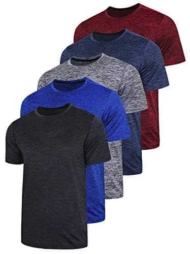 Liberty Imports Men's 5 Pack Active Quick Dry Crew Neck T Shirts Athletic Running Gym Workout Short Sleeve Tee Tops Bulk 3X Large Edition 3