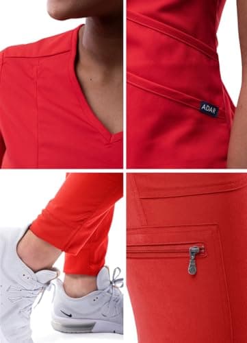 Adar Pro Modern Athletic Scrub Set For Women - Modern V-Neck Scrub Top & Yoga Jogger Scrub Pants - P9500 - Apple - XL — view 4