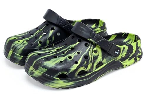 Amsatas Men and Women Unisex Garden Marble Pattern Clogs Shoes Black and Green40
