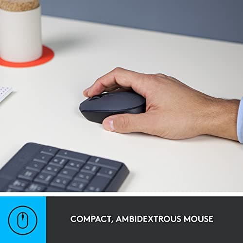 Logitech MK235 Wireless Keyboard and Mouse Combo for Windows, 2.4 GHz Wireless USB Receiver, 15 FN Keys, Long Battery Life, Compatible with PC, Laptop