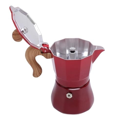 Jiawu Italian Coffee Pot 150ml Compact Design Coffee Maker for Personal Use 3 Cups with Filter and Spoon (Red) — view 2