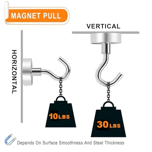 MIKEDE Magnetic Hooks 15Pack 30lbs+ Magnet Hook Cruise Cabin Ship Essentials Heavy Duty Strong Magnets Refrigerator Fridge Hanging for Classroom Beach Vacation Kitchen Grills Home ﻿ — view 4