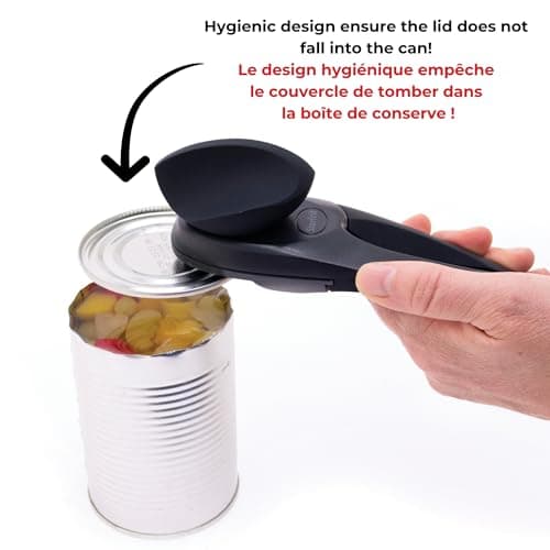 Starfrit MightiCan Can Opener, Safe Smooth-Cut Design, Holds Lid and Leaves No Sharp Edges, Comfort Grip Handle, Heavy-Duty Non-Slip Knob, 3-Year Warranty, Black — view 4