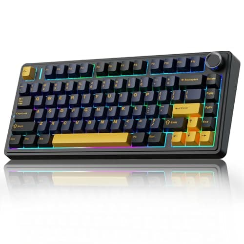 AULA F75 75% Wireless Mechanical Keyboard, Hot Swappable Creamy Keyboard, Pre-lubed Greywood Switches RGB Backlit Gaming Keyboards, 2.4GHz/Type-C/BT5.0(Cool Black)