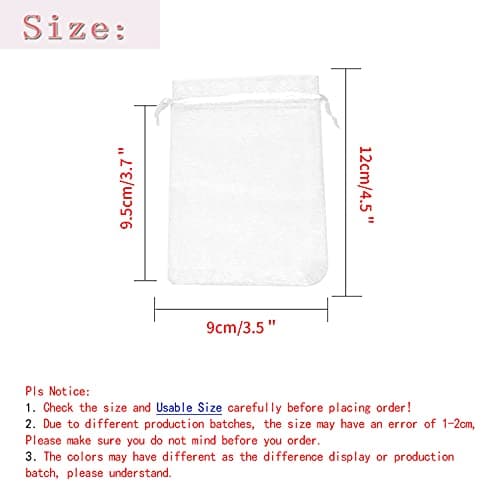 Bezall 100Pcs Organza Gift Bags 3.5x4.5 inch, White Drawstring Mesh Jewelry Bags, Wedding Party Favor Festival Gift Bags Candy Pouches — view 2