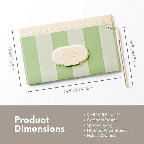 3PACK Baby Wipes Holder | Refillable Wipes Container w/DOUBLE-LOCK SEAL |Travel Wipe Case | Portable Wipe Dispenser | Reusable Wipes Pouch (Sage Green, 3 PACK) — view 2