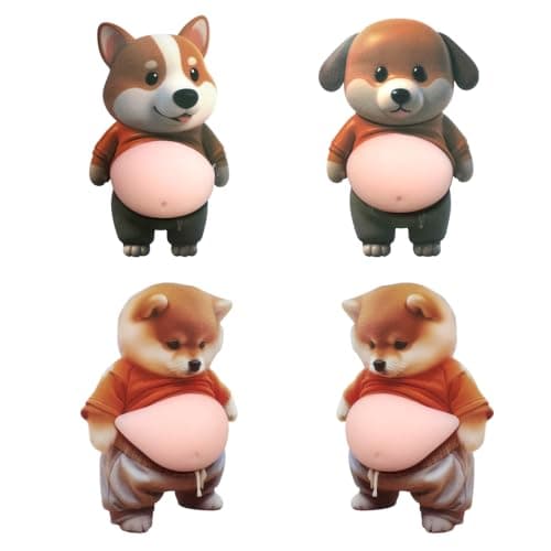 4Pcs Dog Belly Sticker,Anti-Collision Sticker for Car Door Furniture,Cute Puppy Decal with Self Adhesive Backing, Silicone Puppy with Pink Belly