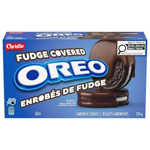Oreo Fudge Covered Sandwich Cookies Chocolate Sandwich Cookies, 224 g, Baked in Canada
