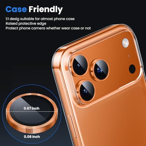 WSKEN for iPhone 17 Pro/iPhone 17 Pro Max Camera Lens Protector - [Original Shooting Mode] Shatterproof Metal HD Tempered Glass Camera Screen Protector Cover Film for iPhone Accessories — view 2
