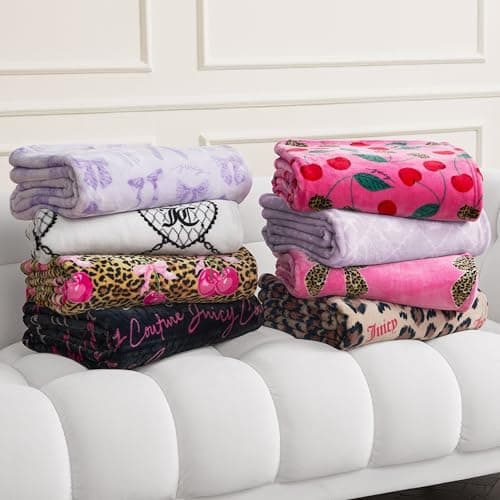 Juicy Couture Oversized Plush Throw Blanket 60" x 70", Wild Cherry Hot Pink — view 5