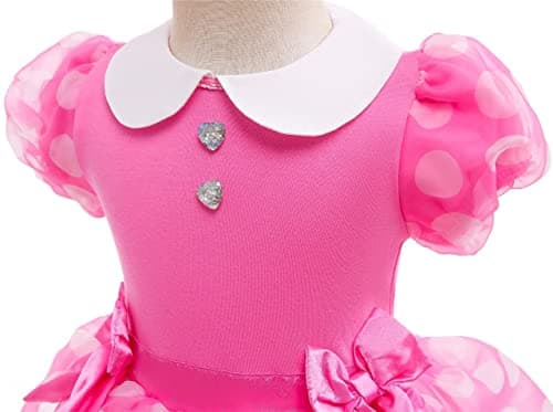 Dressy Daisy Infant Baby Girls Polka Dots Romper Costume Onesie Dress Bodysuit with Headband Size 9-12 Months, Hot Pink — view 3