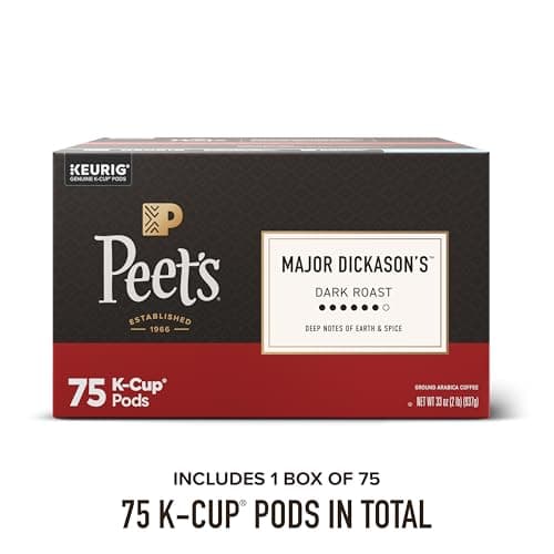 Peet's Coffee, Dark Roast Keurig K-Cup Pods, 100% Arabica Coffee - Major Dickason's Blend 75 Count (1 Box of 75 Pods) — view 2