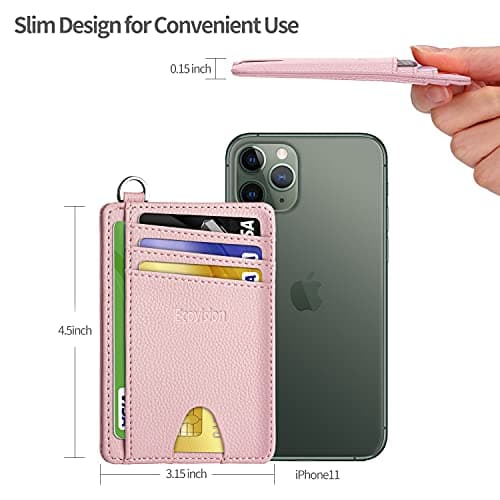 EcoVision Slim Minimalist Front Pocket Wallet, RFID Blocking Credit Card Holder Wallet with Detachable D-Shackle for Men Women — view 6