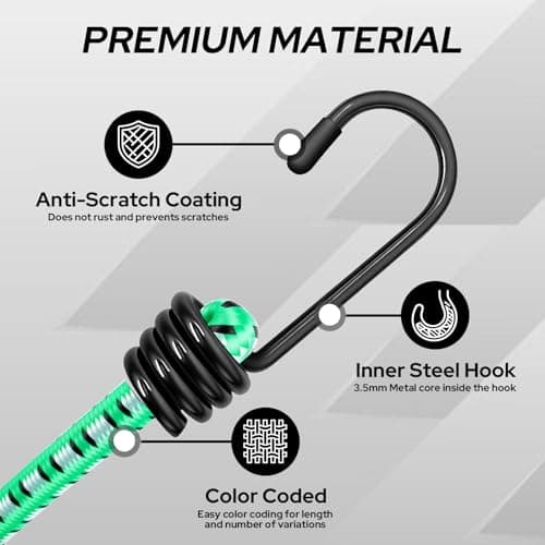 WynWerth 12PCS Bungee Cords Heavy Duty Outdoor, 15" 18" 24" 35" — view 2