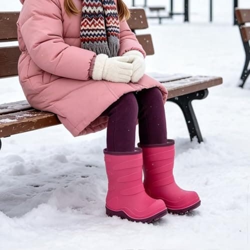 Kids Winter Rain Boots, Insulated Warm Snow Boots, Children Waterproof Mud Boots for Boys and Girls, Big Kid Size 2