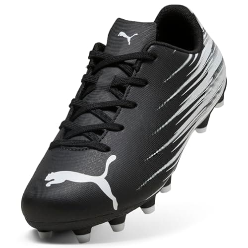 Puma Unisex-Child ATTACANTO Firm, Artificial Ground Soccer Cleats, Black-White AH25, Big Kid 5