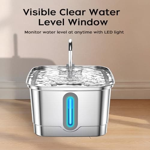 Cat Water Fountain Stainless Steel:101oz/3L Water Fountains for Cats Indoor,Cats-Quiet Automatic Cat Fountain-Pet Drinking Fountains for Pets and Dog Small Animals(3L with 2 Filters and 2 Sponges) — view 4