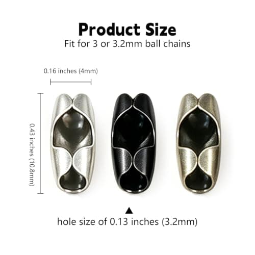 Dotlite 80Pcs Silver 3mm Ball Chain Connectors, Rust-Proof Beaded Chain Connector Links for Ceiling Fan Pull Chain Roman Blinds Replacement Clips