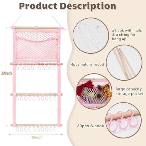 kangaroo Headband Holder Hair Bows Organizer for Baby Girls Large Capacity Bow Holder Hair Accessories Wall Hanging Organizer for Toddler Baby Girl Nursery Room Decor