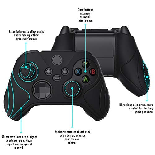 eXtremeRate PlayVital Samurai Edition Anti-Slip Silicone Grip Skin for Xbox Series S/X Controller, Ergonomic Protective Case Cover for Xbox Core Wireless Controller w/Thumb Grips - Black — view 2